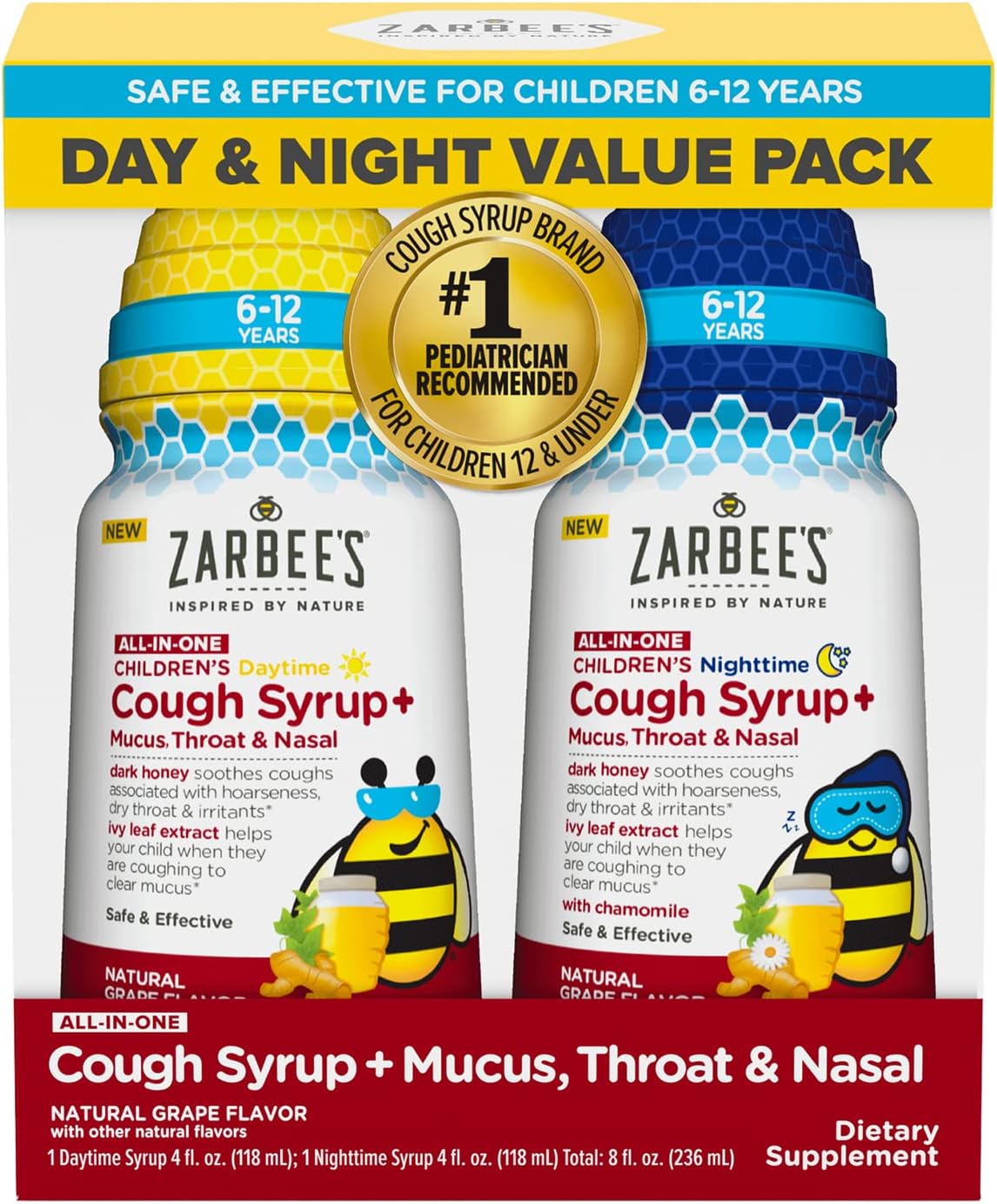 Zarbees Kids All-in-One Day Night Cough Value Pack for Children